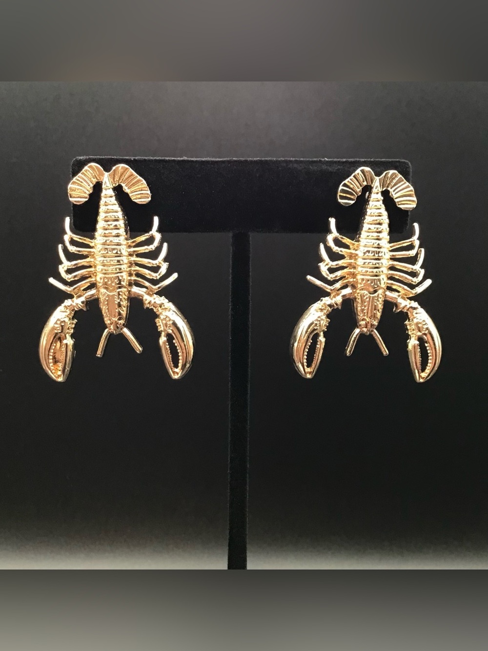 SOLD 18k Gold Plated Lobster Earrings - Picture 2 of 2